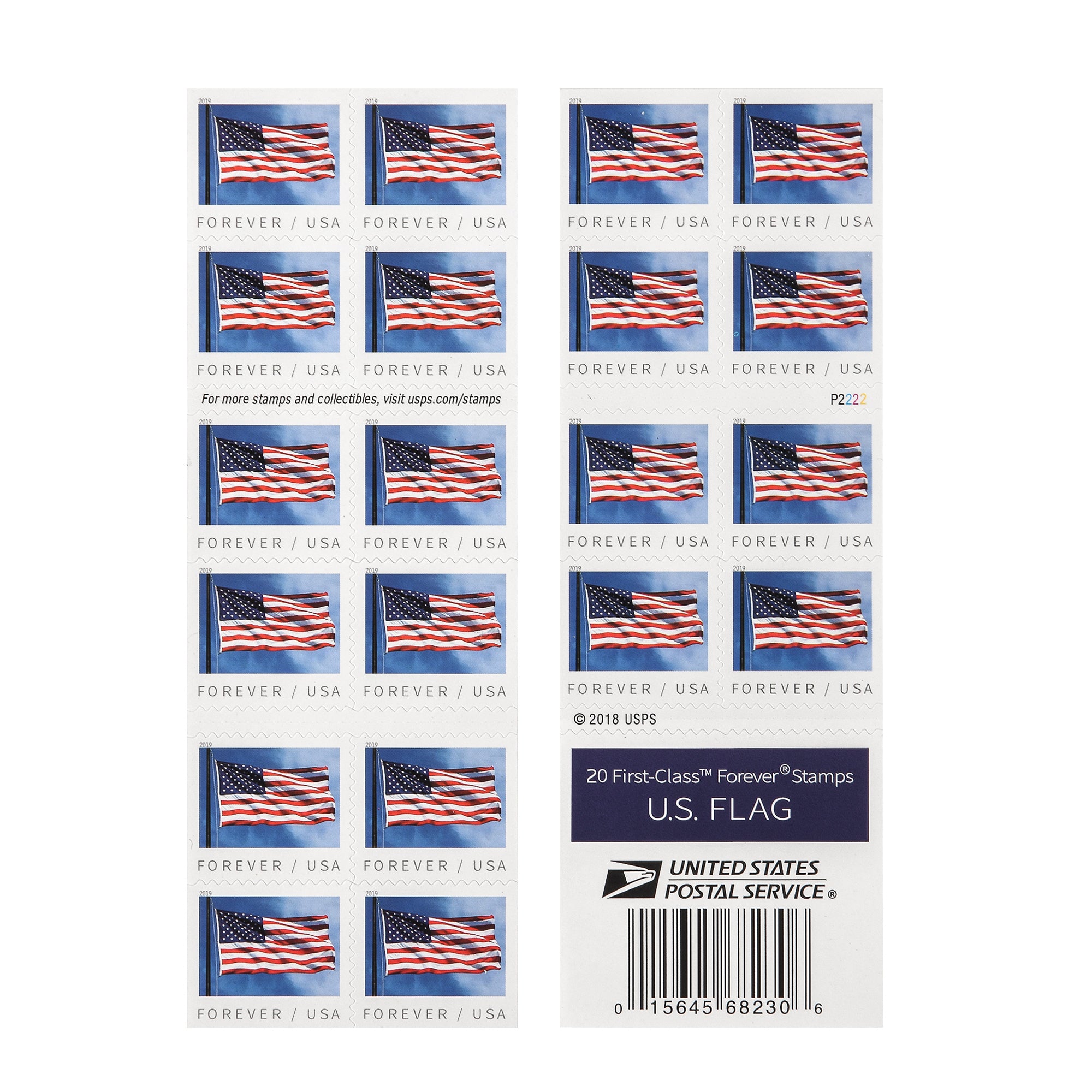 2019 US Flags Booklets / Rolls Self-Stick